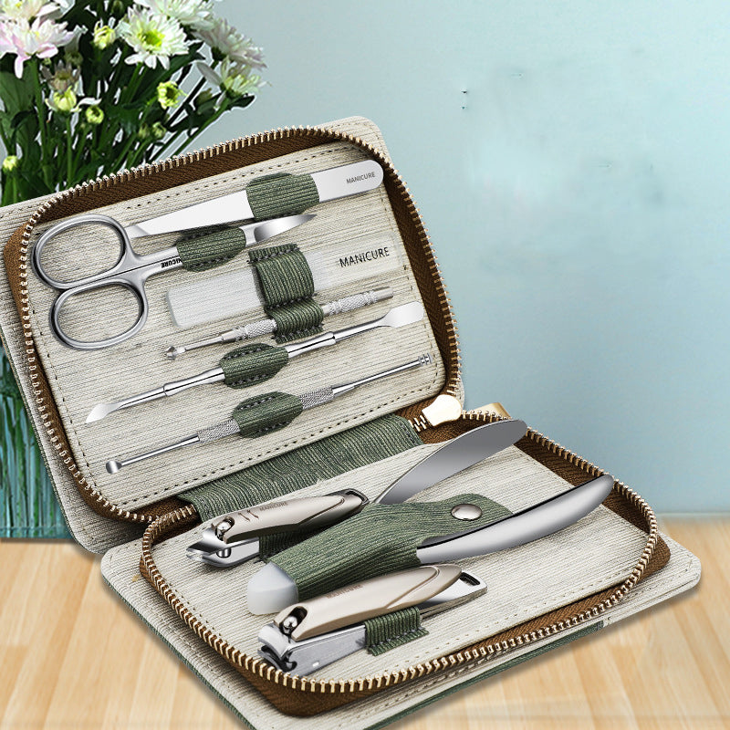 Professional Manicure Set 9-Pc: Anti-Splash Nail Clippers
