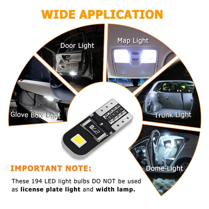 T10 W5W LED Bulbs — Error‑Free for Audi BMW VW Mercedes (10