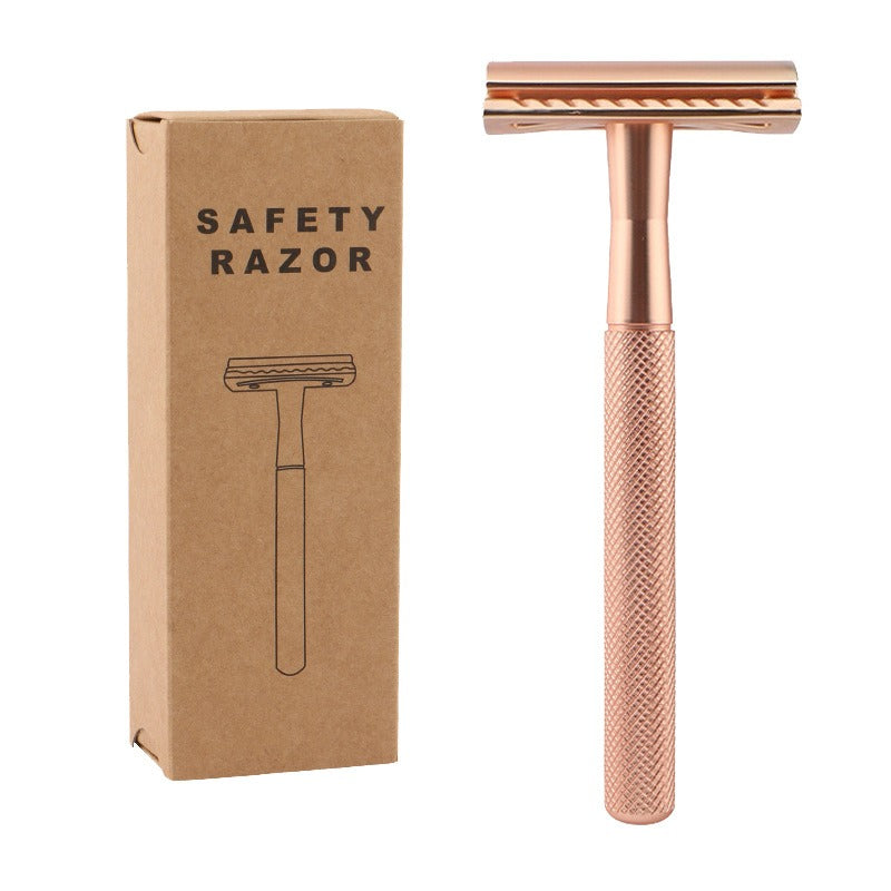 Safety Razor — Manual Shaver, Rose Gold, 10 Blades