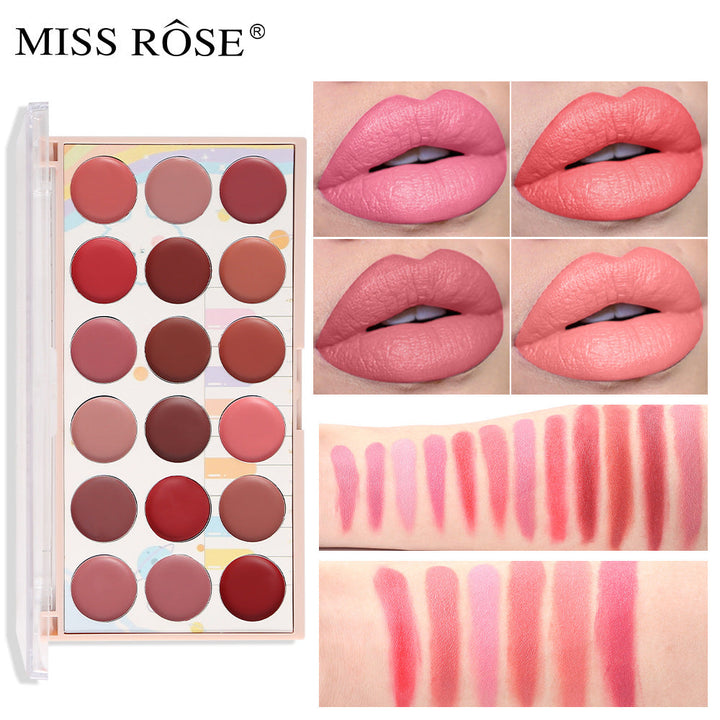 18-Color Matte Lipstick Palette for Versatile Lip Looks
