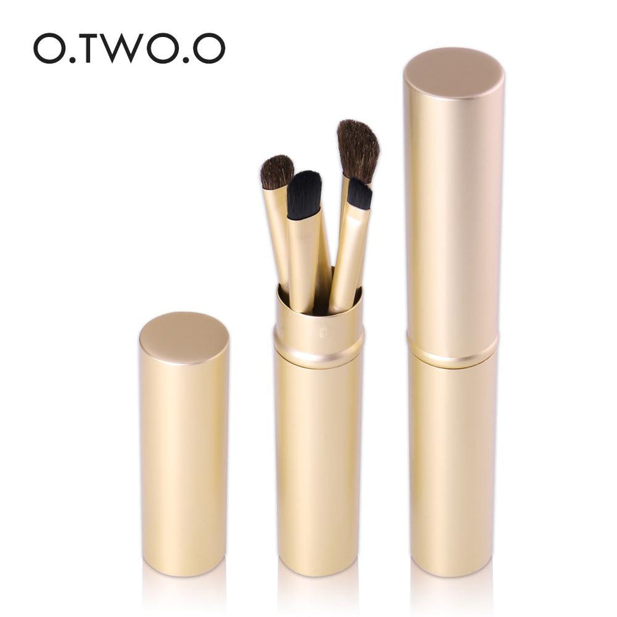 Eye Makeup Brush Set — 5 Precision Brushes in Luxe Gold Tube
