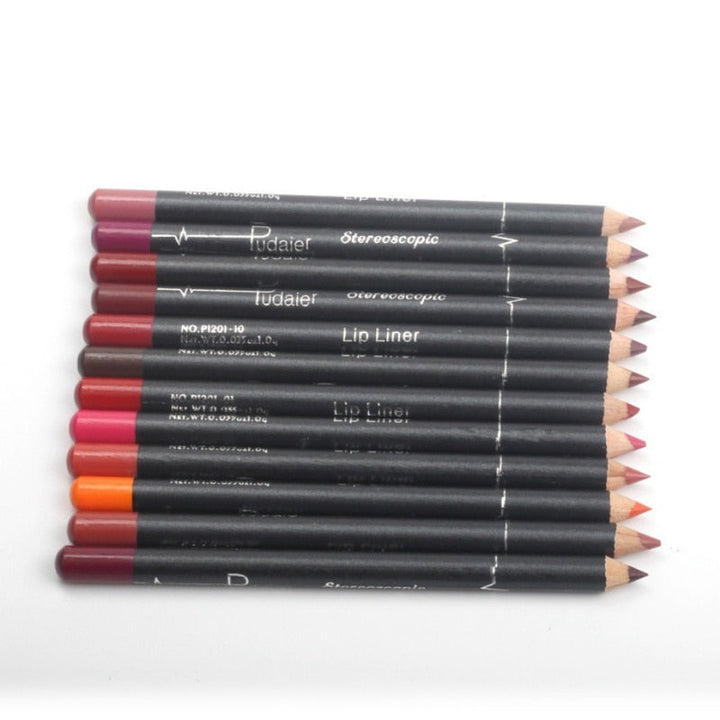 12-Color Matte Lip Liner Set for Defined Fuller-Looking Lips