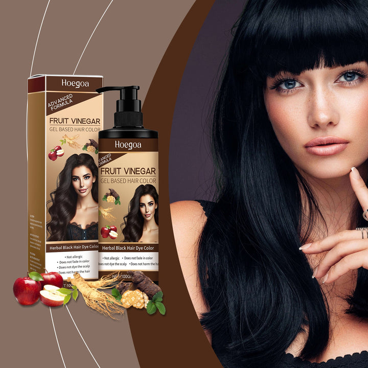 Herbal Black Hair Dye Gel for Gentle Gray Coverage
