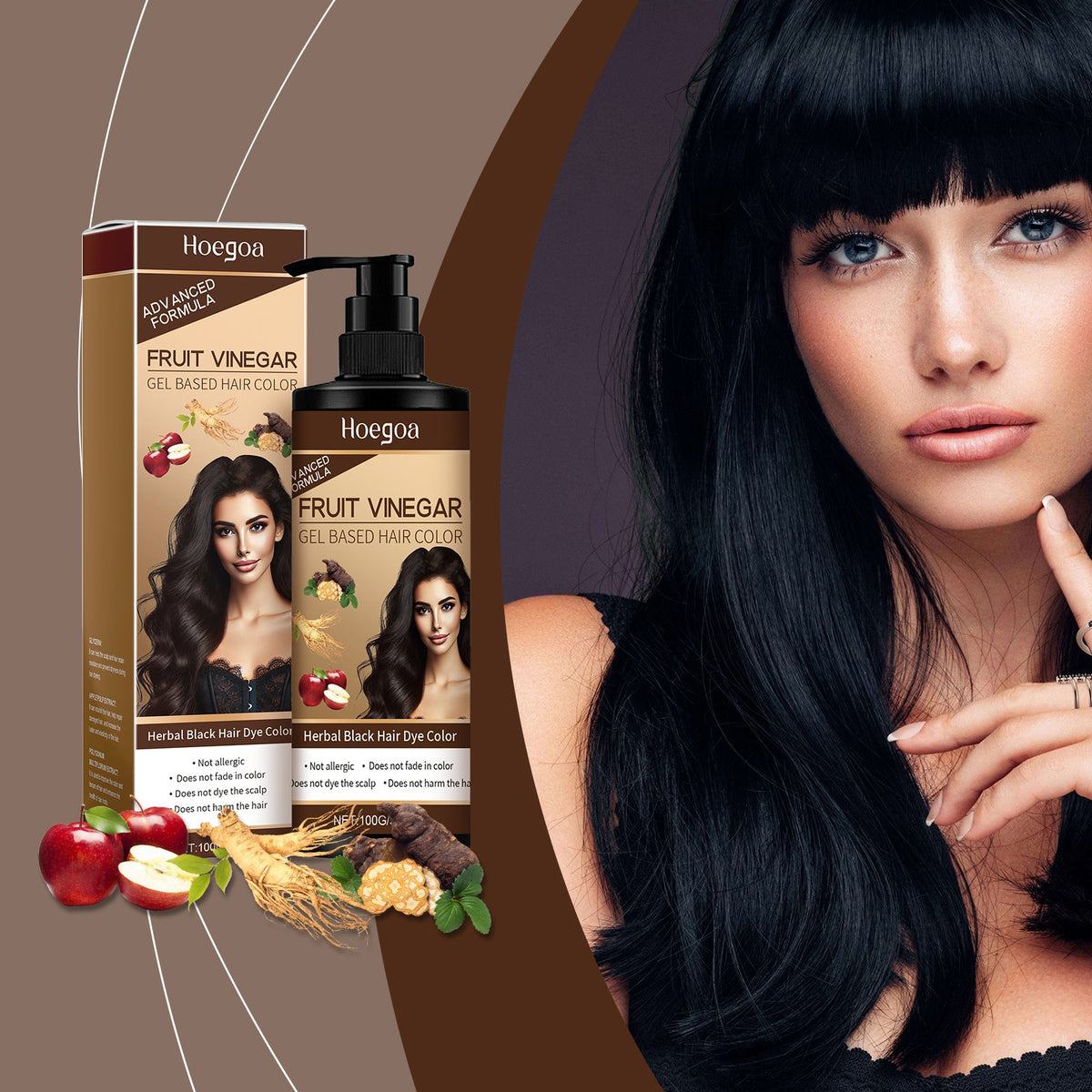 Herbal Black Hair Dye Gel for Gentle Gray Coverage
