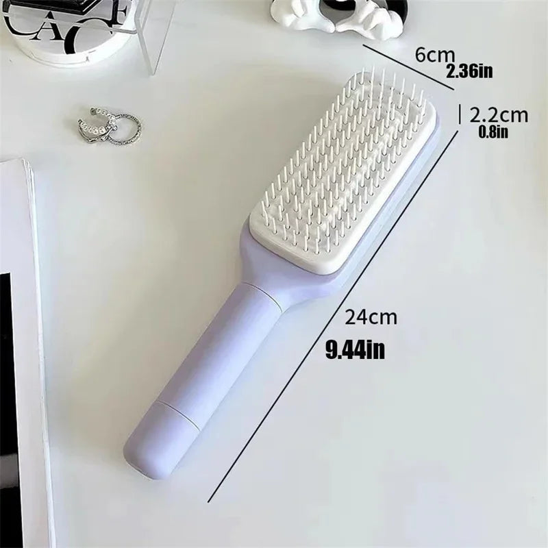 Self-Cleaning Rotating Hairbrush – Anti-Static Scalp Massage