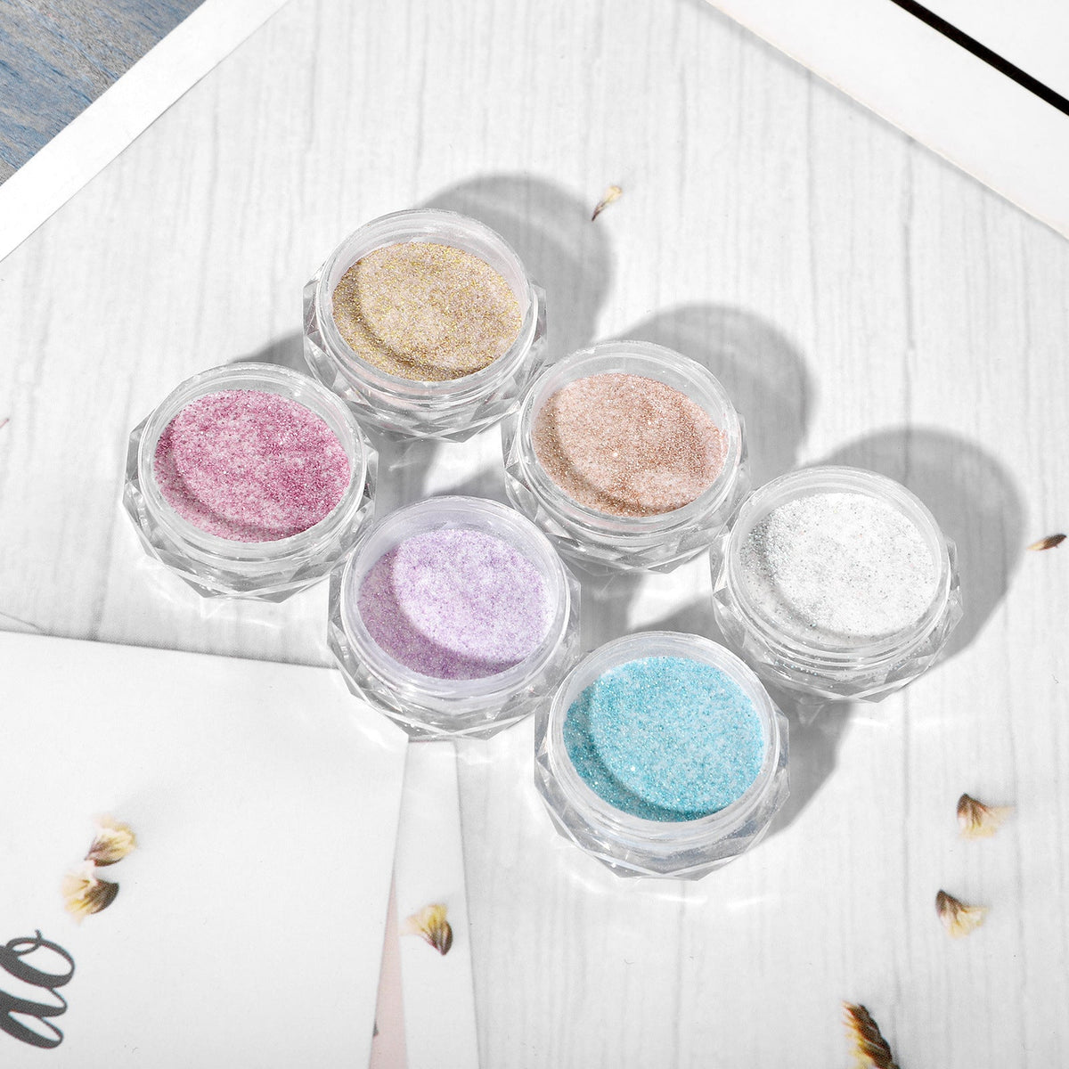Crystal Powder — 6‑Shade Shimmer Set for Salon‑Quality Nail