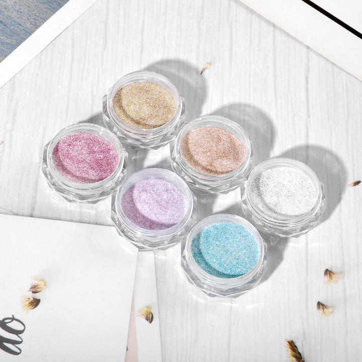 Crystal Powder — 6‑Shade Shimmer Set for Salon‑Quality Nail
