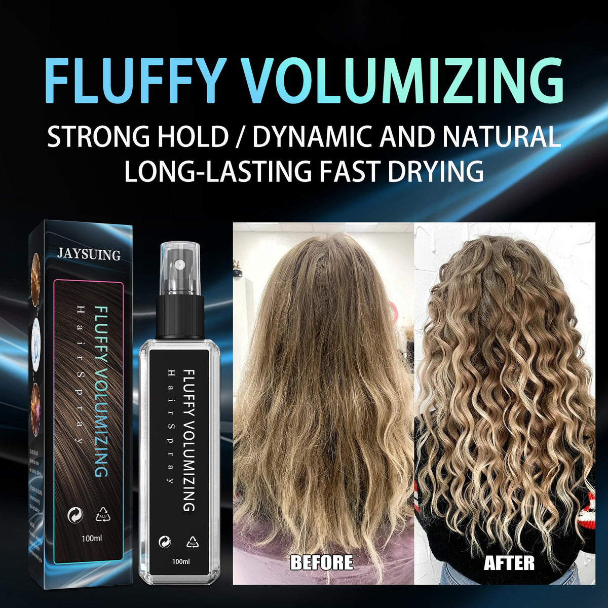 Volumizing Hair Styling Spray for Curls, Frizz & Hold