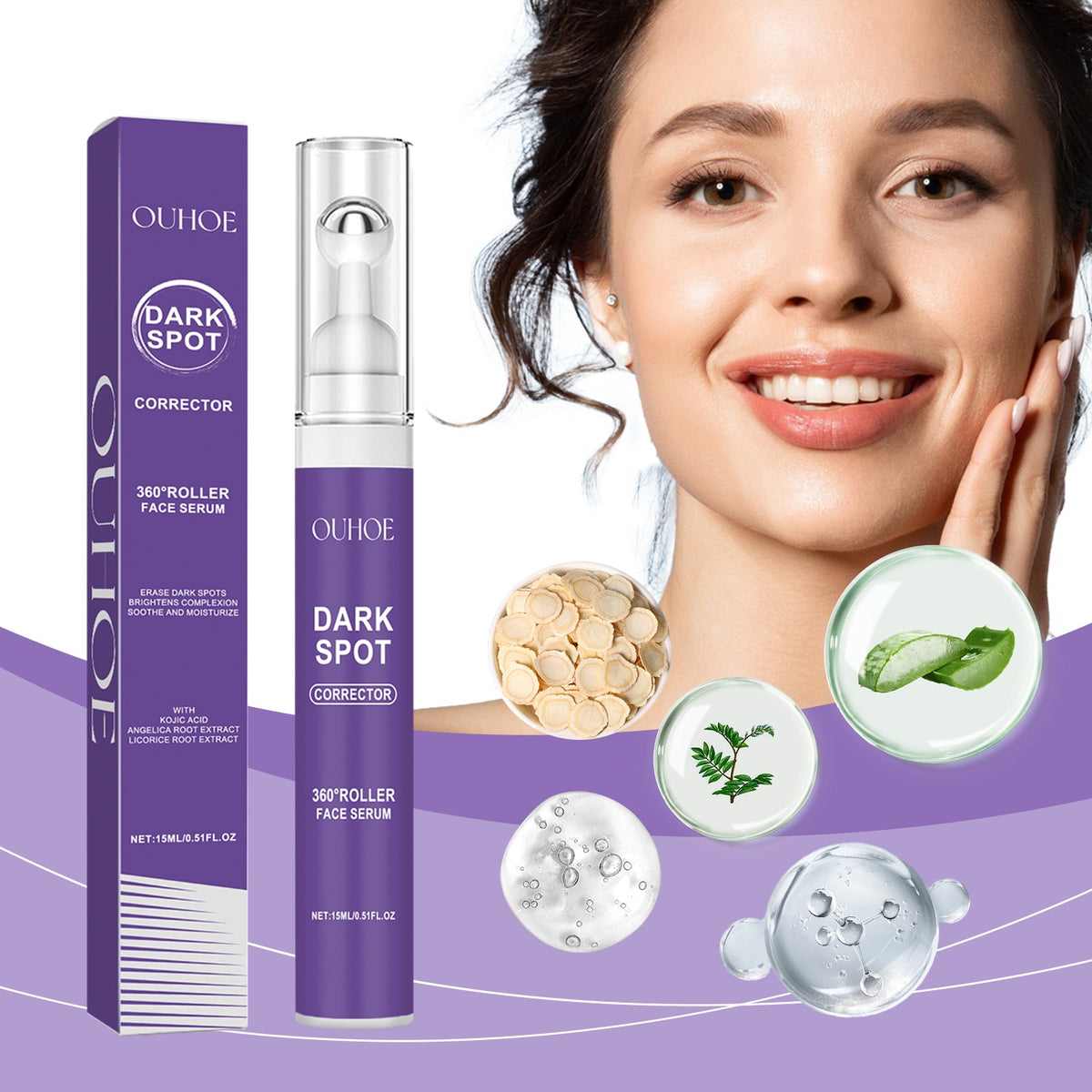 OUHOE Dark Spot Corrector Roller Serum - Fade Spots & Brighten