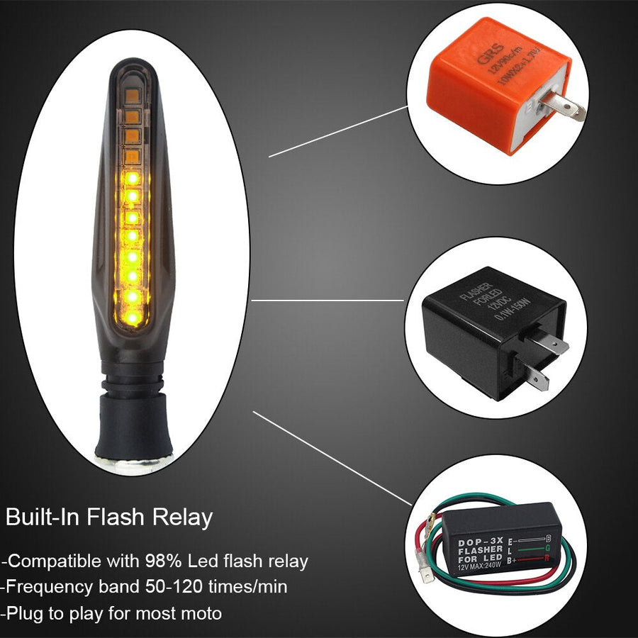 Motorcycle LED Turn Signals — Flowing Water Effect, IP68