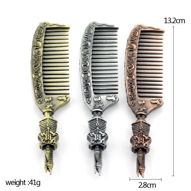 Harry Potter Engraved Metal Comb — Hogwarts Antique Hair