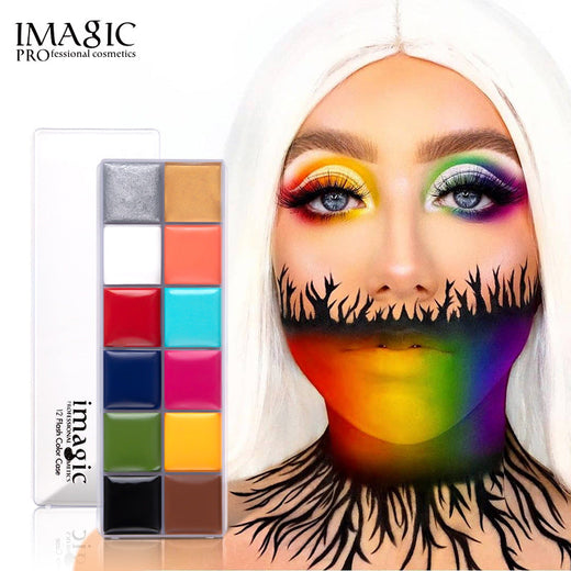 12-Color Face and Body Paint Palette for Bold Art