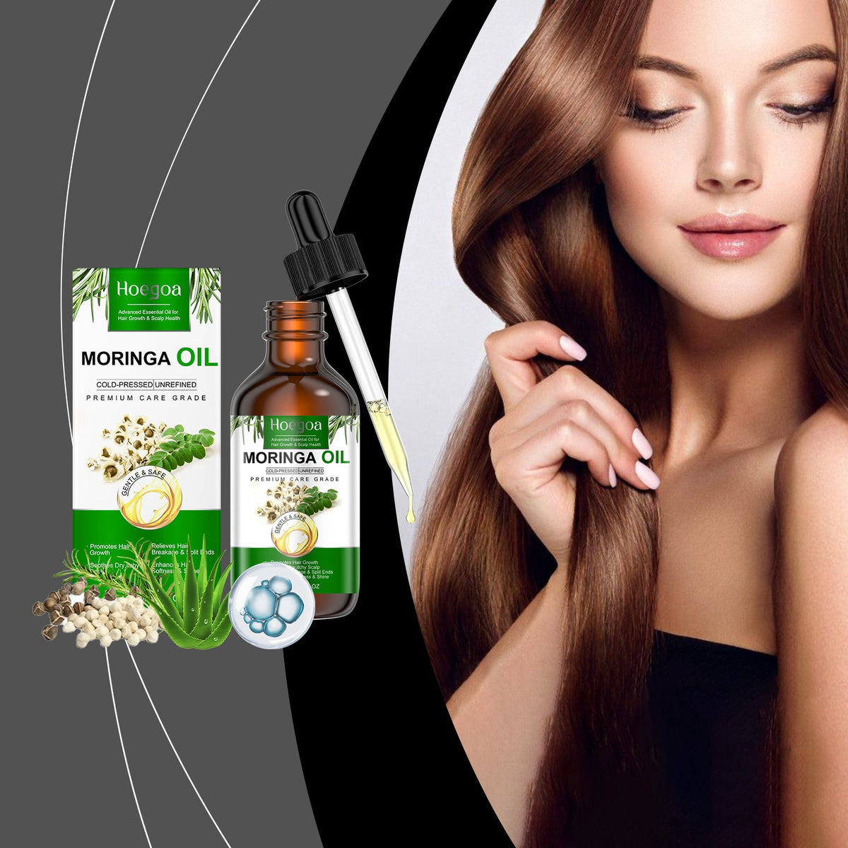 Cold-Pressed Moringa Hair Oil for Frizz and Shine