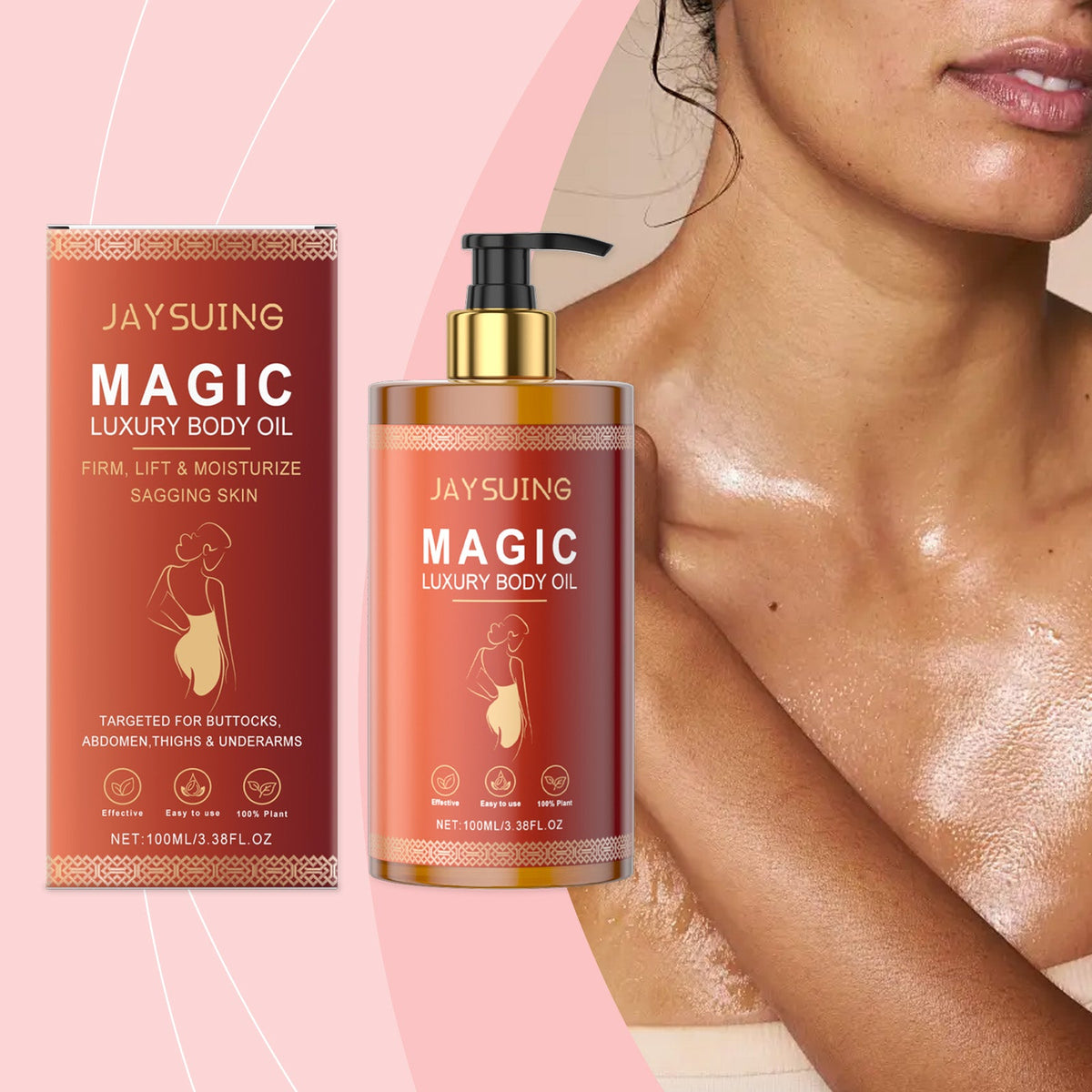 Firming Body Oil for Sagging Skin, Vitamin E & Rosehip