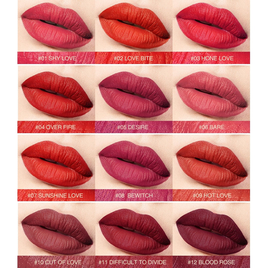 Matte Lipstick Velvet Finish in 12 Expressive Shades
