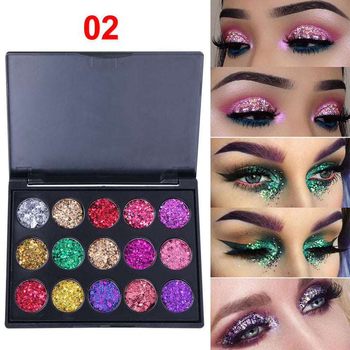 15-Color Glitter Eyeshadow Palette for Bold Eye Looks