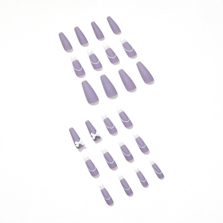 Lavender French Tip Press-On Nails With Bow Accents