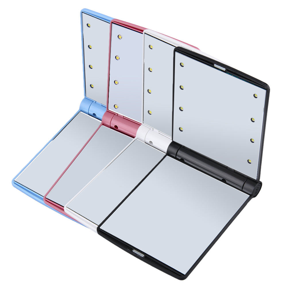 8-LED Compact Folding Mirror – Flawless Makeup Anywhere