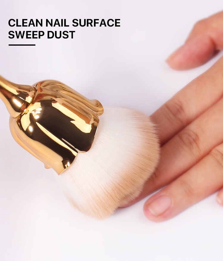 Rose Nail Dust Brush Set — Soft, Fluffy Flower-Shaped Bristles