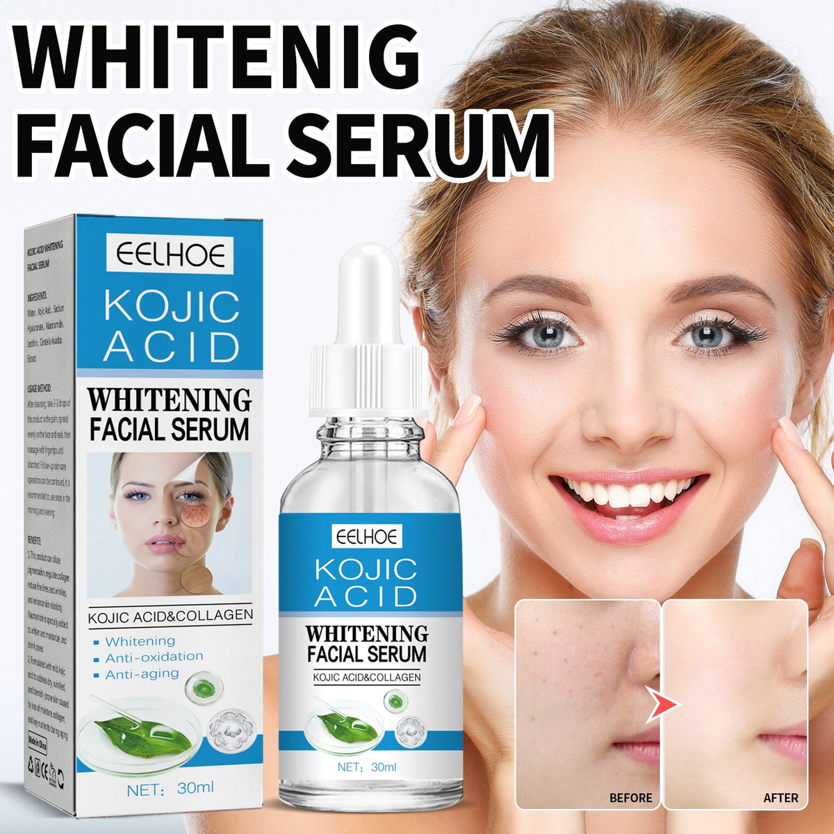Kojic Acid Serum — Fades Dark Spots & Firms in 2 Weeks