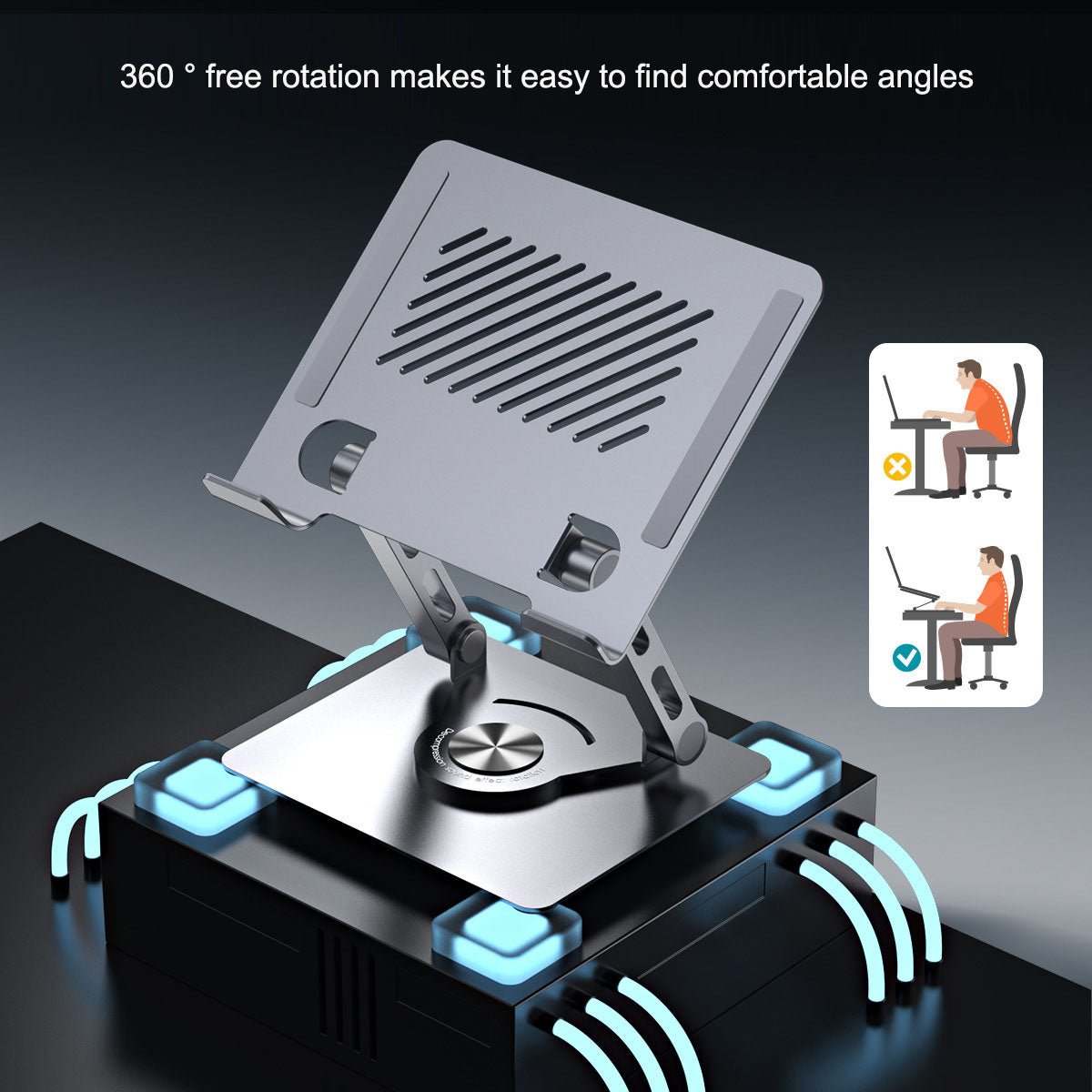 Tablet Stand with Dual Arms — Perfect Posture & 360° Rotation