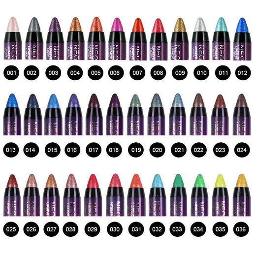 Eye and Lip Pencil Set: 36 Glitter Shades, 2-in-1
