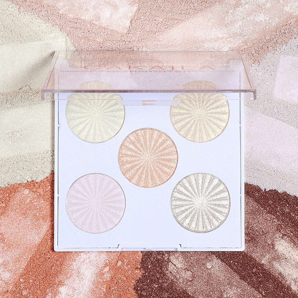 5-Color Highlighter Palette for Face and Body Glow
