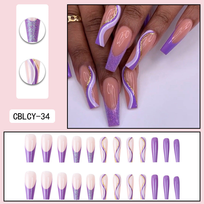 Purple Glitter Nail Patches for Salon-Style Manicures
