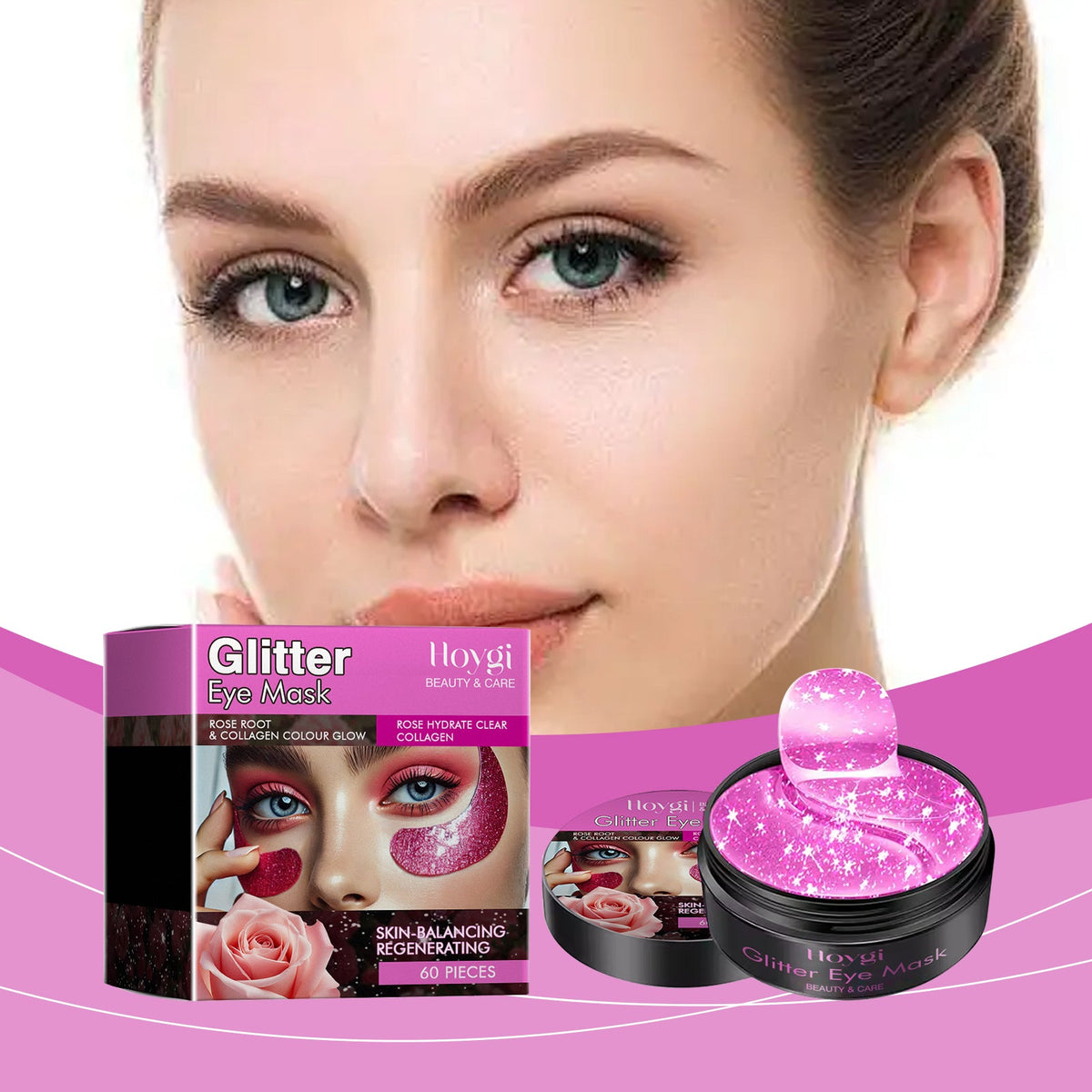 Hoygi Eye Mask: Firming Rose Collagen Patches, 60pc