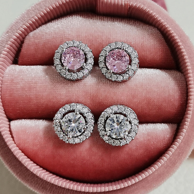Sterling Silver CZ Stud Earrings — Brilliant Diamond-Like