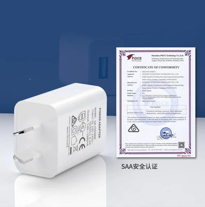 SAA USB Wall Charger — 5V/2A Fast Charging Adapter (AU Plug)