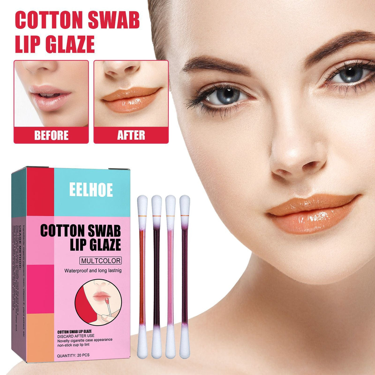 Portable Cotton Swab Lip Gloss for Quick, Glossy Color
