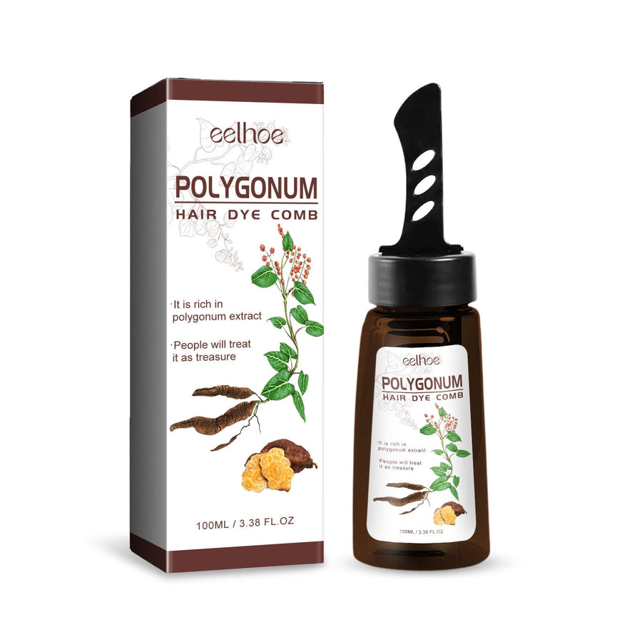 Polygonum Hair Dye Comb for Glossy Black Gray Coverage