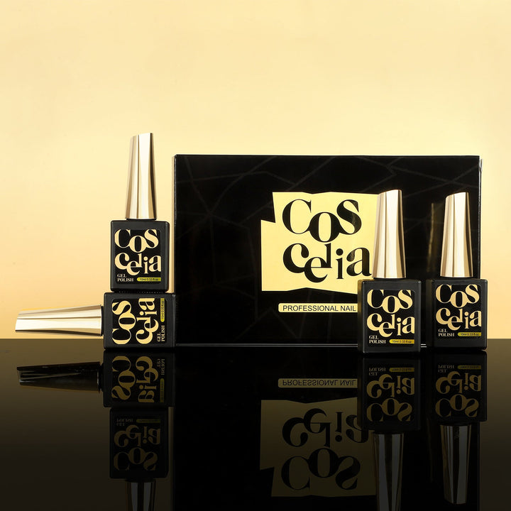 Gel Nail Polish Set — Cherry Red & Gold Glitter, 11-Free