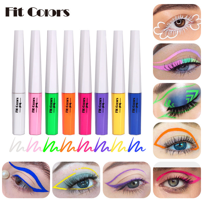 Fluorescent Liquid Eyeliner Set, 8 Vivid Colors Waterproof