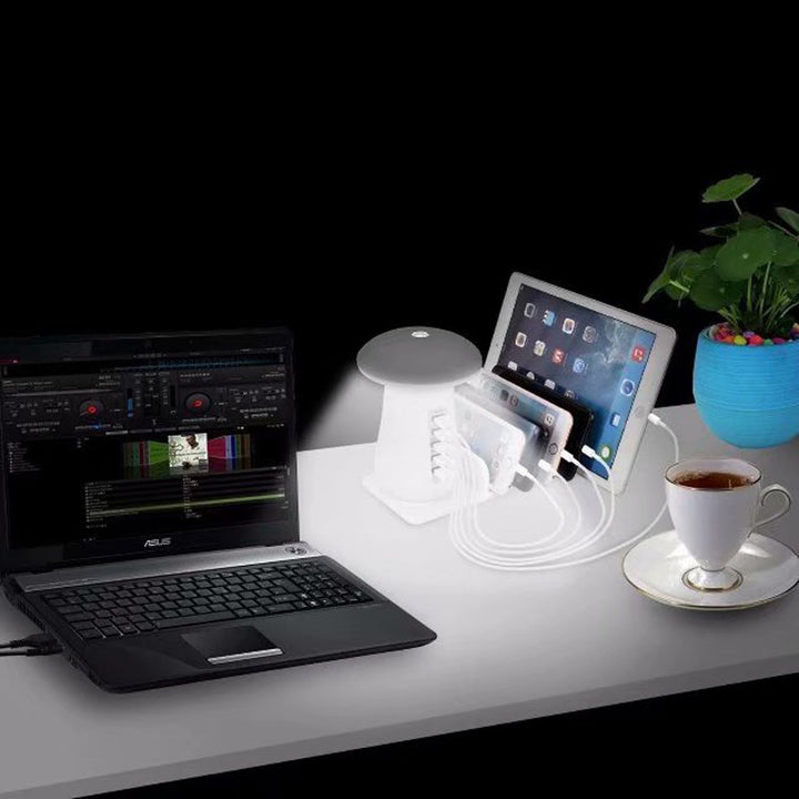 Mushroom Lamp Charging Station — Power 5 Devices, QC3.0