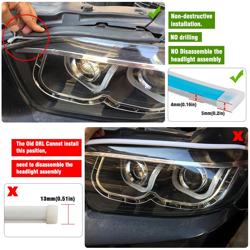 60cm Amber Sequential LED DRL Strip — Non-Destructive