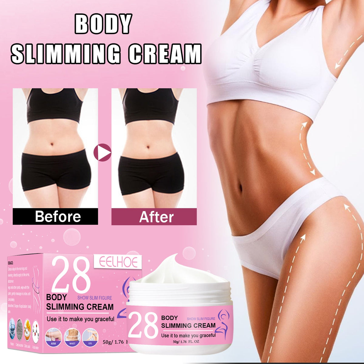 Body Slimming Cream for Firmer Arms Waist Hips Legs