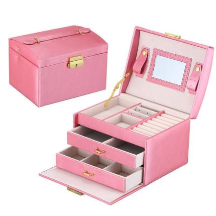 Jewelry Box Organizer with Mirror & Lock — Velvet Interior