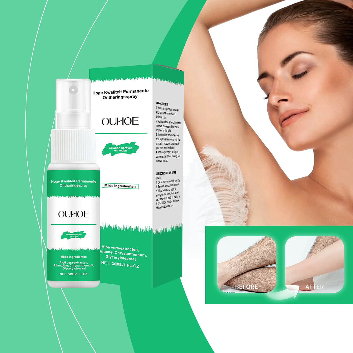 OUHOE Hair Removal Spray - Painless Smooth Skin Fast