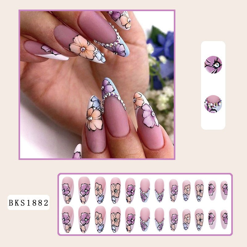 Almond Press-On Nails – Hand-Painted Salon Art in Seconds