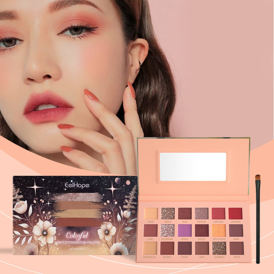 18-Color Eyeshadow Palette for Matte & Glitter Looks