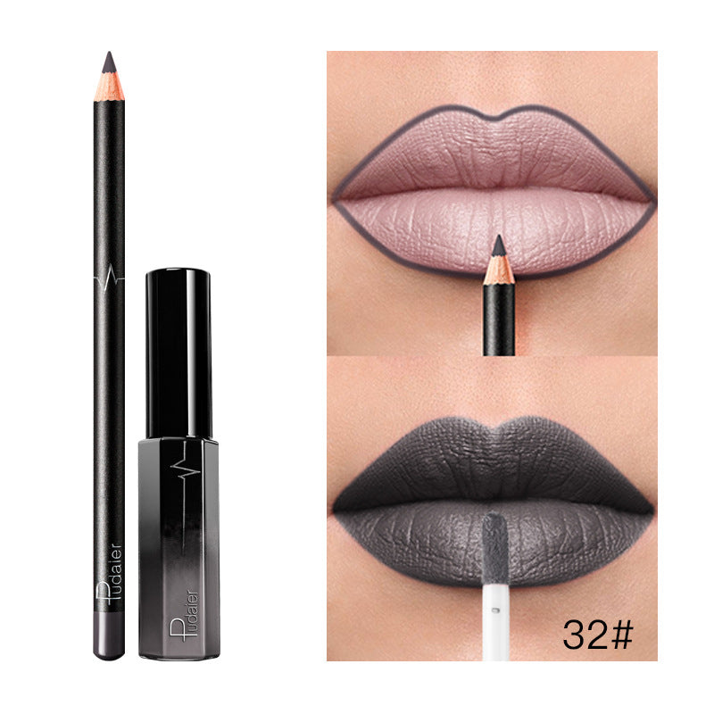 36-Color Matte Lip Gloss Set With Matching Lip Liner
