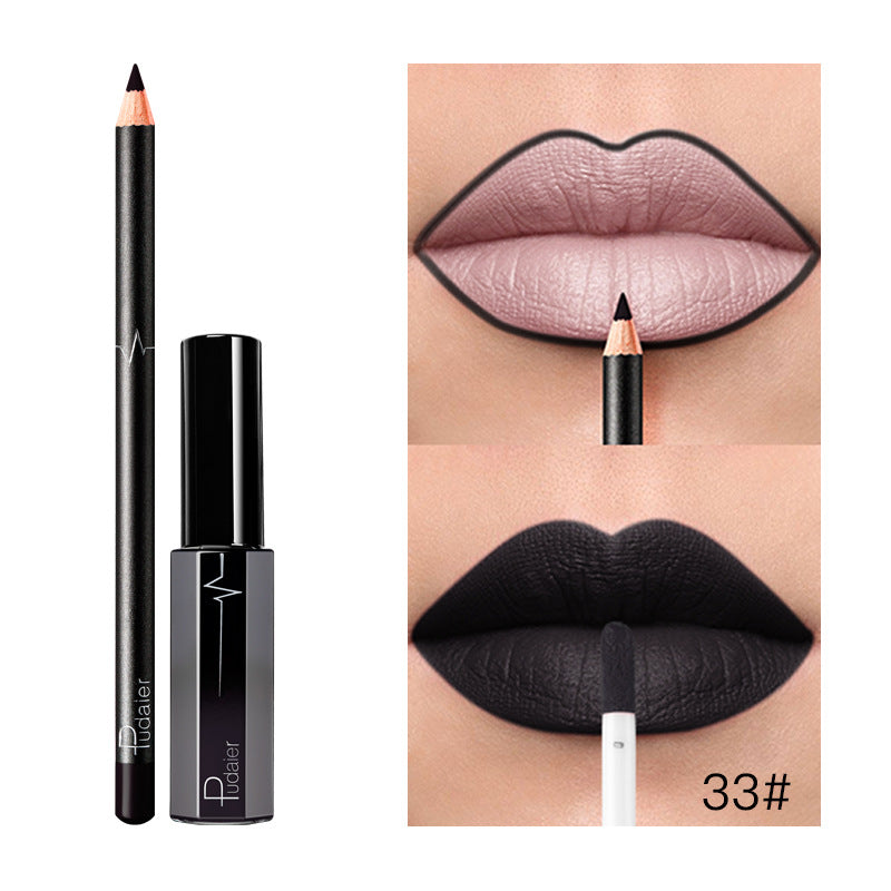 36-Color Matte Lip Gloss Set With Matching Lip Liner