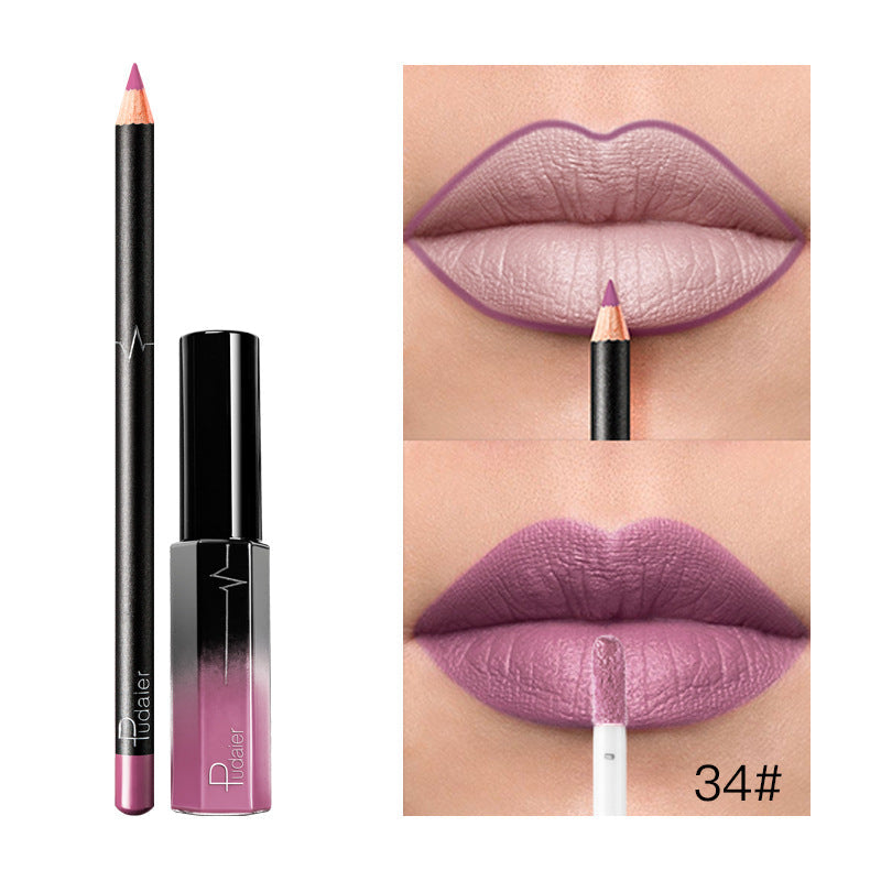 36-Color Matte Lip Gloss Set With Matching Lip Liner