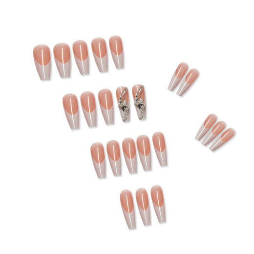 Press-On Nails With Glossy French Crystal Accents