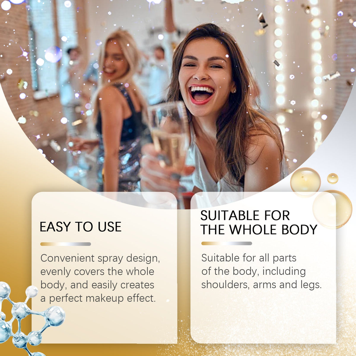 Body Glitter Spray for Instant Gold & Silver Shine