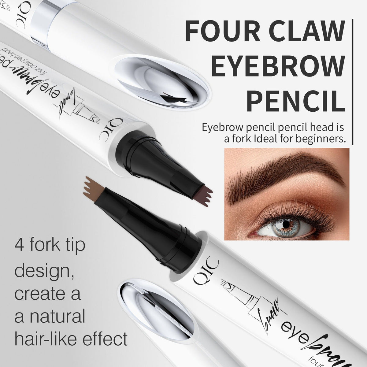 Forked Eyebrow Pencil for Natural Hair-Like Strokes