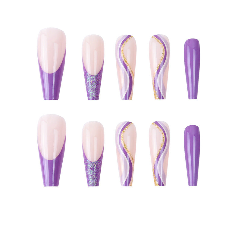 Purple Glitter Nail Patches for Salon-Style Manicures