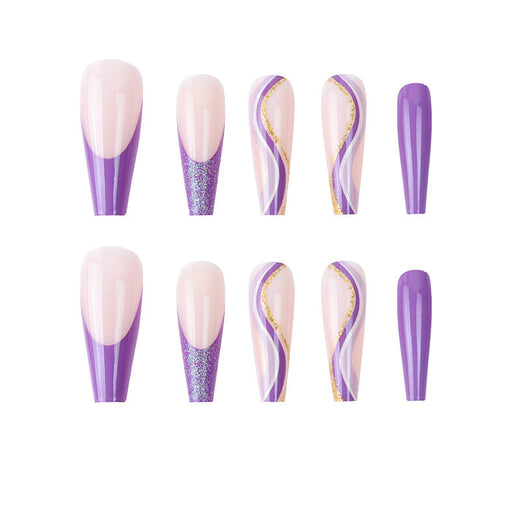 Purple Glitter Nail Patches for Salon-Style Manicures